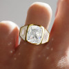 6ct Cushion Cut White Sapphire Three Stone Engagement Ring