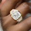 6ct Cushion Cut White Sapphire Three Stone Engagement Ring