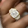 6ct Cushion Cut White Sapphire Three Stone Engagement Ring