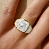 6ct Cushion Cut White Sapphire Three Stone Engagement Ring