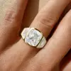 6ct Cushion Cut White Sapphire Three Stone Engagement Ring