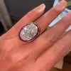 15ct Large Oval Cut Ruby Halo Vintage Cocktail Ring
