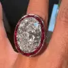 15ct Large Oval Cut Ruby Halo Vintage Cocktail Ring