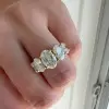 5ctw Oval Cut Gold Tone Five-Stone Engagement Ring