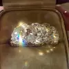 8ctw Round Cut Vintage Curving Three Stone Engagement Ring