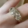 8ctw Round Cut Vintage Curving Three Stone Engagement Ring