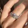 8ctw Round Cut Vintage Curving Three Stone Engagement Ring