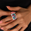 13ctw Multi-cut Multicolor Sapphire Pinky Cocktail Ring