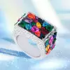 13ctw Multi-cut Multicolor Sapphire Pinky Cocktail Ring