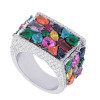 13ctw Multi-cut Multicolor Sapphire Pinky Cocktail Ring
