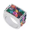 13ctw Multi-cut Multicolor Sapphire Pinky Cocktail Ring