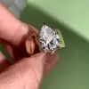 4.2ct Pear Cut White Sapphire Simple Classic Engagement Ring