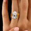 4.2ct Pear Cut White Sapphire Simple Classic Engagement Ring
