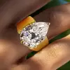 4.2ct Pear Cut White Sapphire Simple Classic Engagement Ring