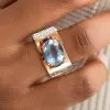 5ct East-west Oval Cut Aquamarine Art-deco Cocktail Ring