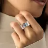 5ct East-west Oval Cut Aquamarine Art-deco Cocktail Ring