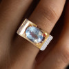 5ct East-west Oval Cut Aquamarine Art-deco Cocktail Ring