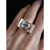 5ct East-west Oval Cut Aquamarine Art-deco Cocktail Ring