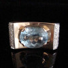 5ct East-west Oval Cut Aquamarine Art-deco Cocktail Ring