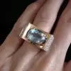 5ct East-west Oval Cut Aquamarine Art-deco Cocktail Ring