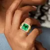 7ct Princess Cut Emerald Unisex Halo Cocktail Ring