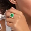 7ct Princess Cut Emerald Unisex Halo Cocktail Ring