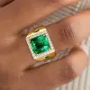 7ct Princess Cut Emerald Unisex Halo Cocktail Ring