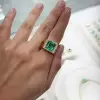 7ct Princess Cut Emerald Unisex Halo Cocktail Ring