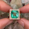 7ct Princess Cut Emerald Unisex Halo Cocktail Ring