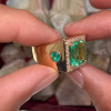 7ct Princess Cut Emerald Unisex Halo Cocktail Ring