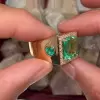7ct Princess Cut Emerald Unisex Halo Cocktail Ring
