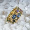 6ctw Oval Cut Rainbow Sapphire Nature-inspired Cocktail Ring