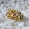 6ctw Oval Cut Rainbow Sapphire Nature-inspired Cocktail Ring