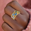 6ctw Oval Cut Rainbow Sapphire Nature-inspired Cocktail Ring