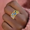 6ctw Oval Cut Rainbow Sapphire Nature-inspired Cocktail Ring