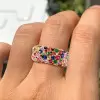 6ctw Multicolor Sapphire Half Paved Cocktail Ring