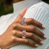 6ctw Multicolor Sapphire Half Paved Cocktail Ring