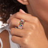 6ctw Multicolor Sapphire Half Paved Cocktail Ring