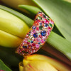 6ctw Multicolor Sapphire Half Paved Cocktail Ring