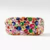 6ctw Multicolor Sapphire Half Paved Cocktail Ring
