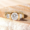 6ctw Tension-set Round Cut Three Stone Engagement Ring