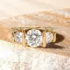 6ctw Tension-set Round Cut Three Stone Engagement Ring