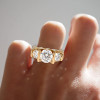 6ctw Tension-set Round Cut Three Stone Engagement Ring