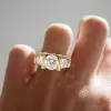 6ctw Tension-set Round Cut Three Stone Engagement Ring