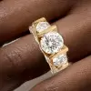 6ctw Tension-set Round Cut Three Stone Engagement Ring
