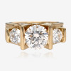 6ctw Tension-set Round Cut Three Stone Engagement Ring