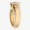 6ctw Tension-set Round Cut Three Stone Engagement Ring
