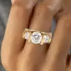 6ctw Tension-set Round Cut Three Stone Engagement Ring