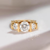 6ctw Tension-set Round Cut Three Stone Engagement Ring