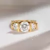 6ctw Tension-set Round Cut Three Stone Engagement Ring